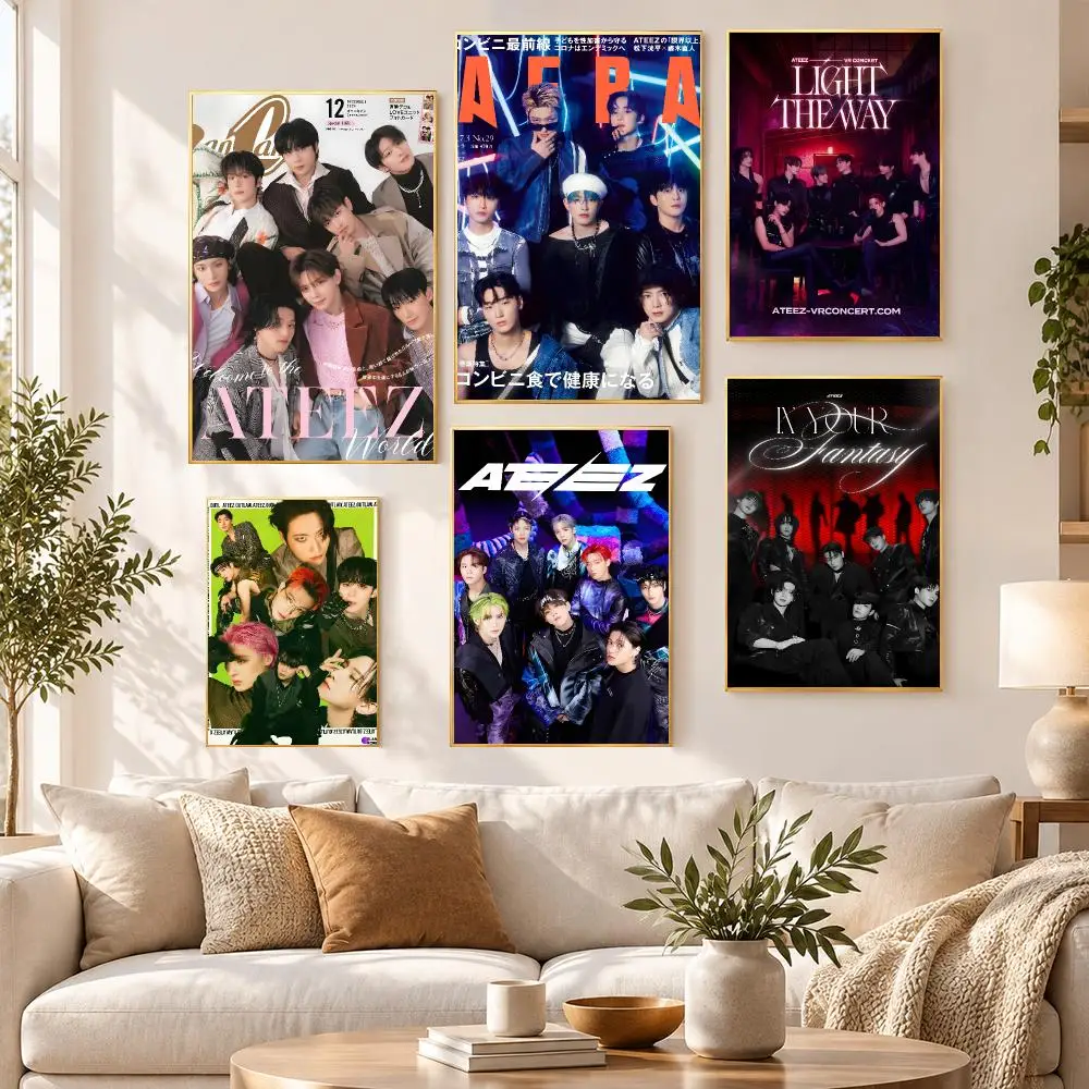 Music Artist Band Alternative ATEEZ Poster HD Waterproof PP Self Adhesive Aesthetic Bedroom Dorm Gaming Room Home Decor Gift