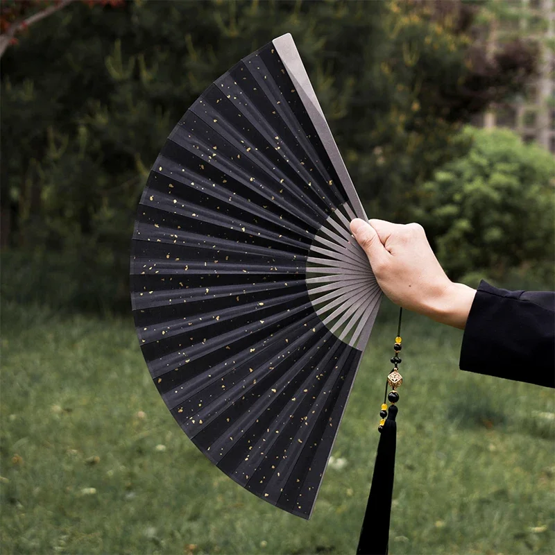 Titanium Alloy Folding Fan Chinese Style Metal Kung Fu Fan Chinese Men's Tactical Self-defense Tai Chi Fan