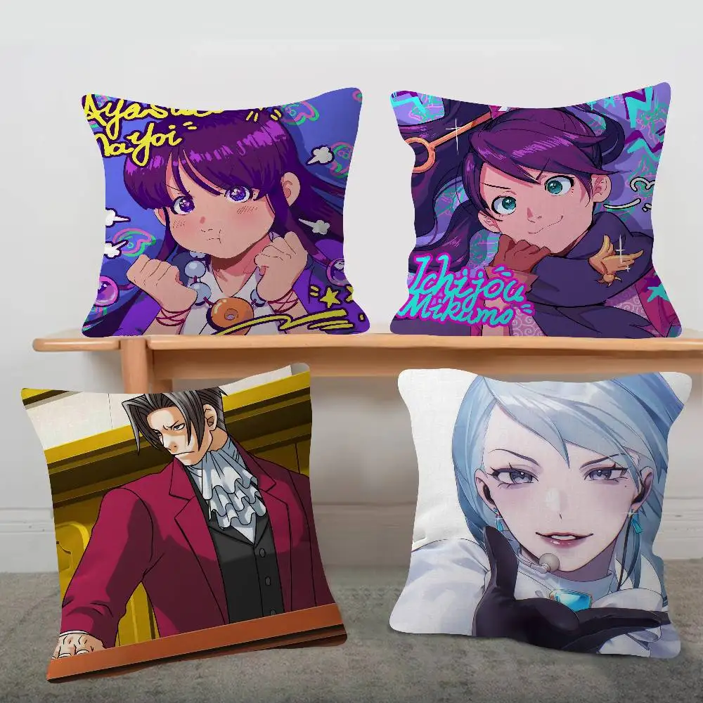 Housse de coussin carrée douce pour canapé, série de dessins animés Ace Attorney, pour chambre à coucher