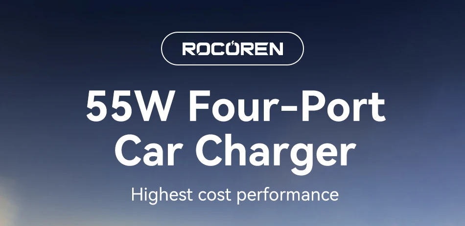 Rocoren 4-in-1 USB Typ-C Autoladegerät 55W Schnellladegerät PD QC4.0 USB-C Autoladegerät-Adapter für iPhone Xiaomi Samsung – Detail 1