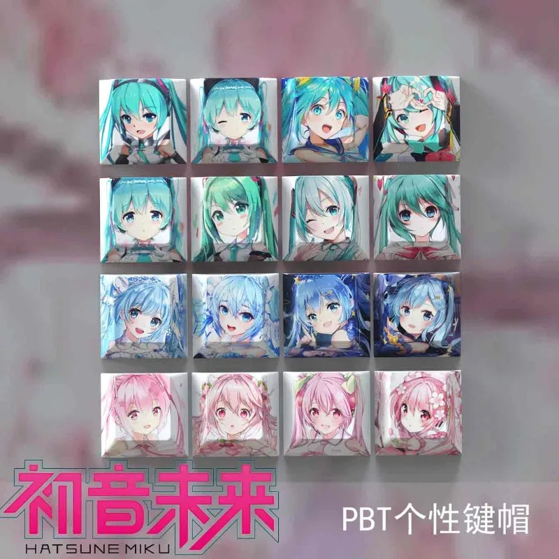 R4 Hatsune Miku Animation Personality Five sided Hot Sublimation PBT Mechanical Keyboard Caps