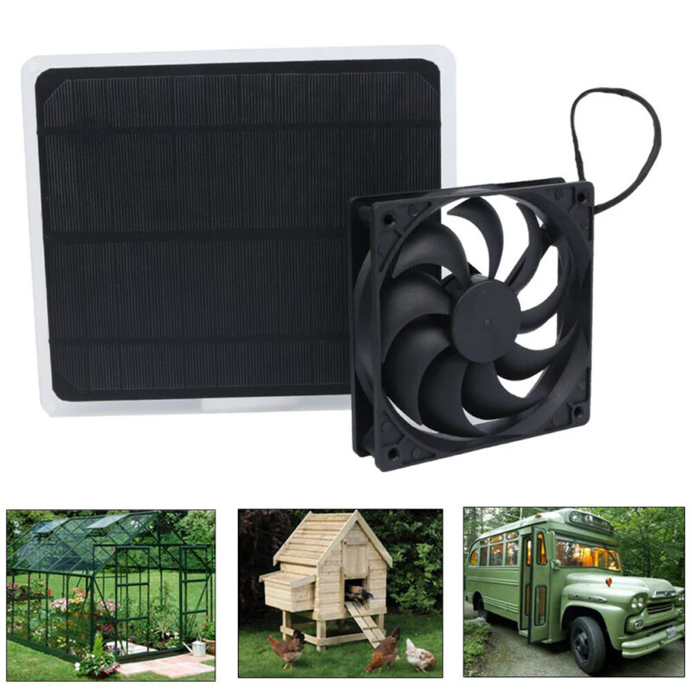 

10W 12V Solar Panel Powered Exhaust Fan Set Waterproof USB Solar Exhaust Fan for Dog Chicken House Greenhouse RV Car Fan Charger