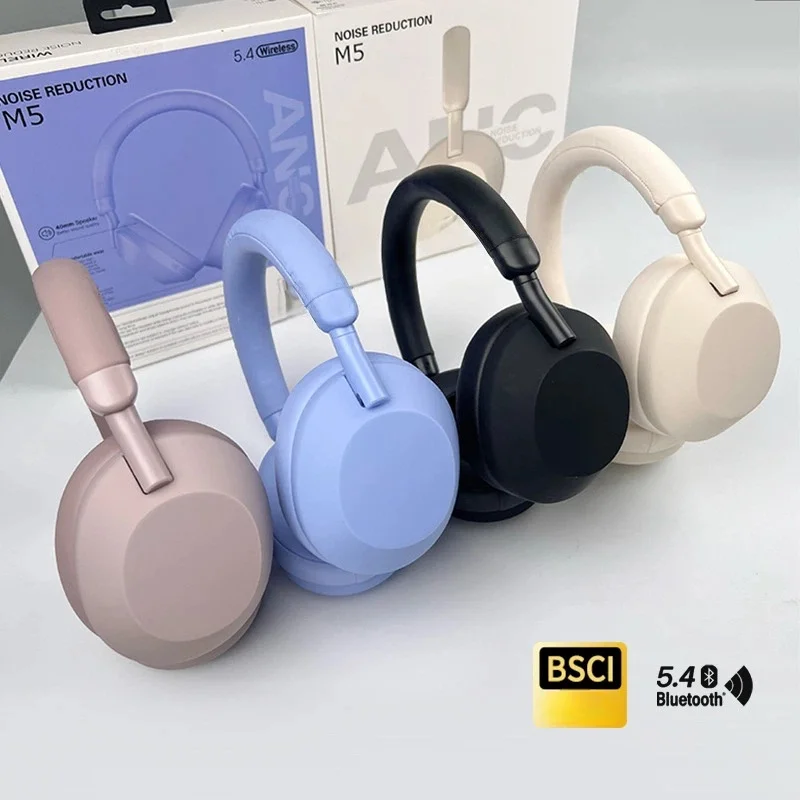 

Беспроводные Bluetooth-наушники M5 с активным шумоподавлением, стереозвуком, регулируемыми кожаными амбушюрами Type-C для телефонов