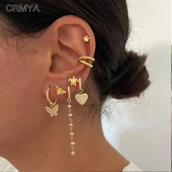 CRMYA Gold color Turtle Cat Paw Bee Stud Earrings For Women Piercing Heart Butterfly Dangle Ear-Ring 2023 Jewelry Wholesale
