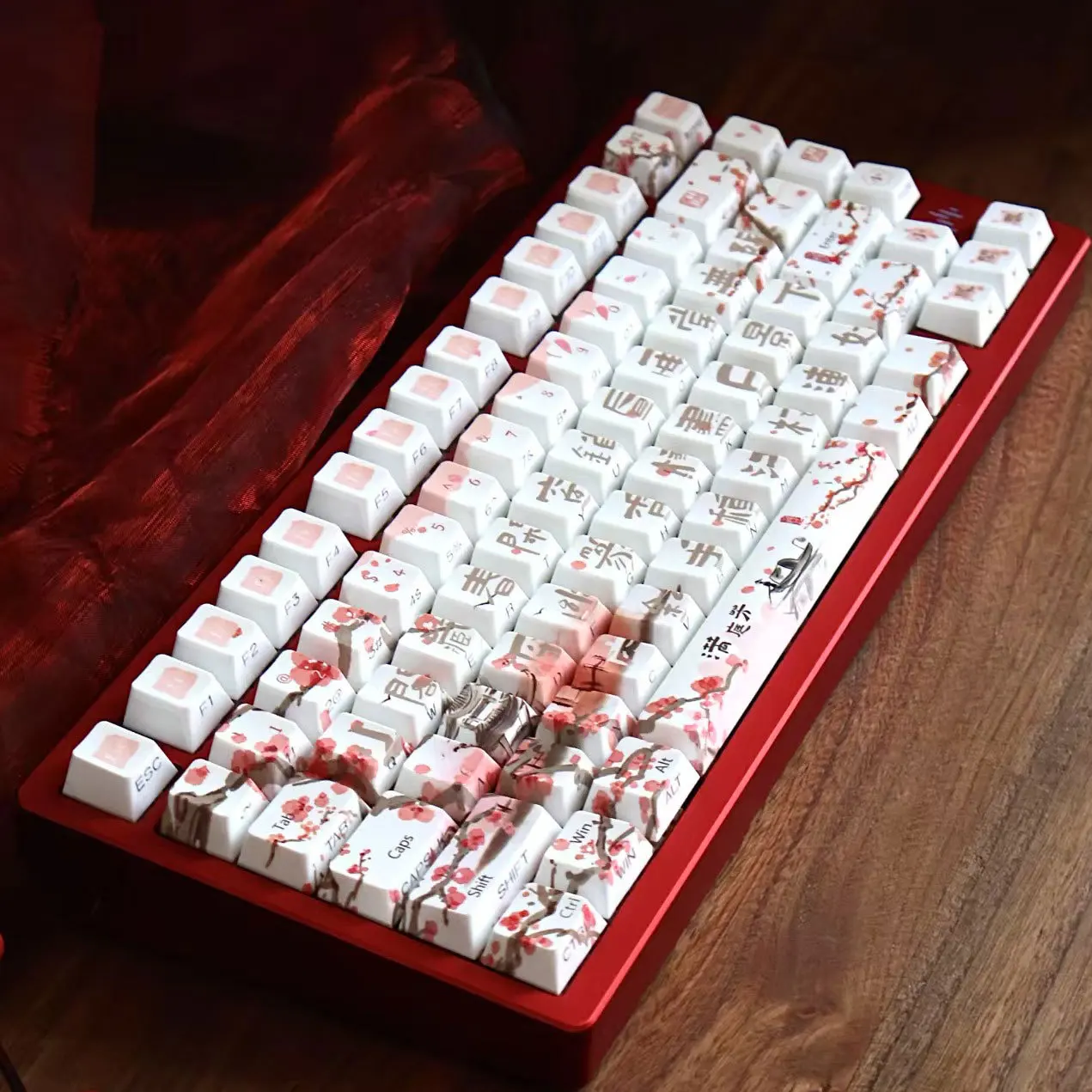 Mantingfang Keycaps With Ancient Chinese Characters And Retro White Aula/Ajazz Keyboard Keycaps Moa Cheeey 120Keys