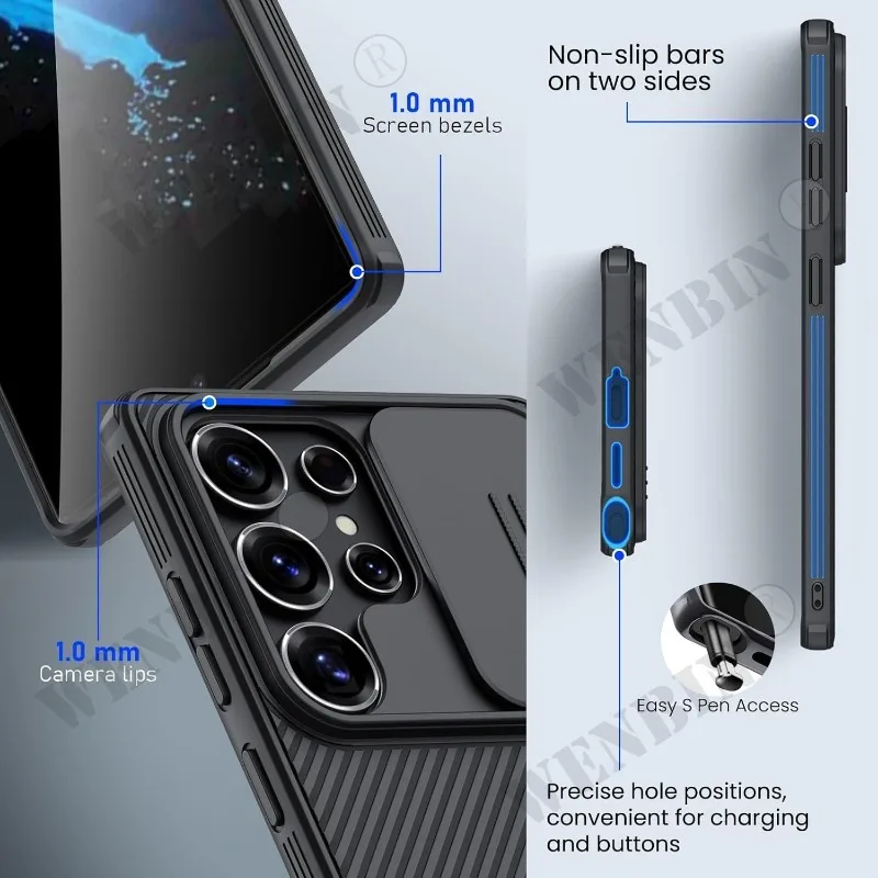 Case For Samsung Galaxy S25 Ultra S24 Plus CamShield Pro Magnetic Slide Camera Case Back Cover Protection Cover Capa Fundas