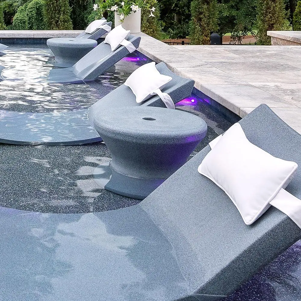 In Pool Side Table with Umbrella Hole Relaxation Durable UV Resistant Outdoor Accessory Easy Installation Ledges up to 10 Inches