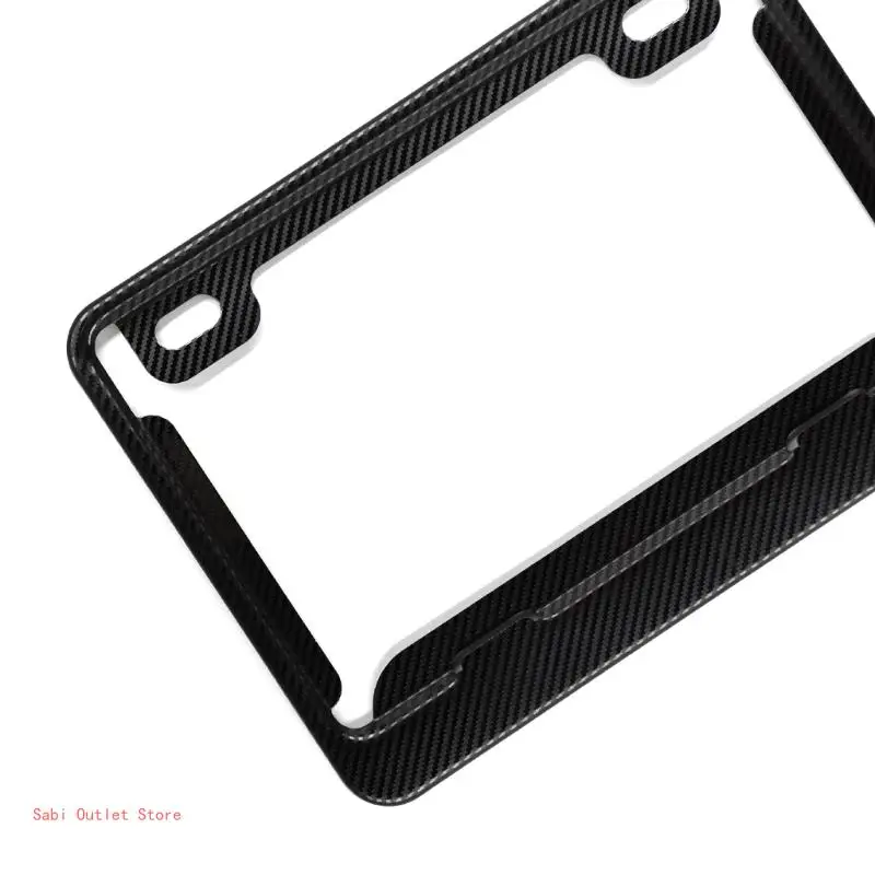 Carbon Fiber License Plate Frame,Carbon Fiber Cloth Wrapped Holder, Black Stainless Steel Motorcycle Tag Cover