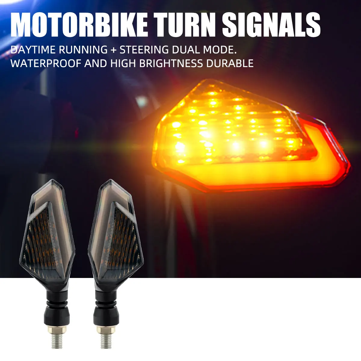 1Pair Motorcycle LED Turn Signal Light L Shaped DRL Driving 