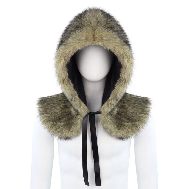 Le Cool Viking Shawl Scarf Hat Medieval Faux Fur Renaissance Cosplay Costume