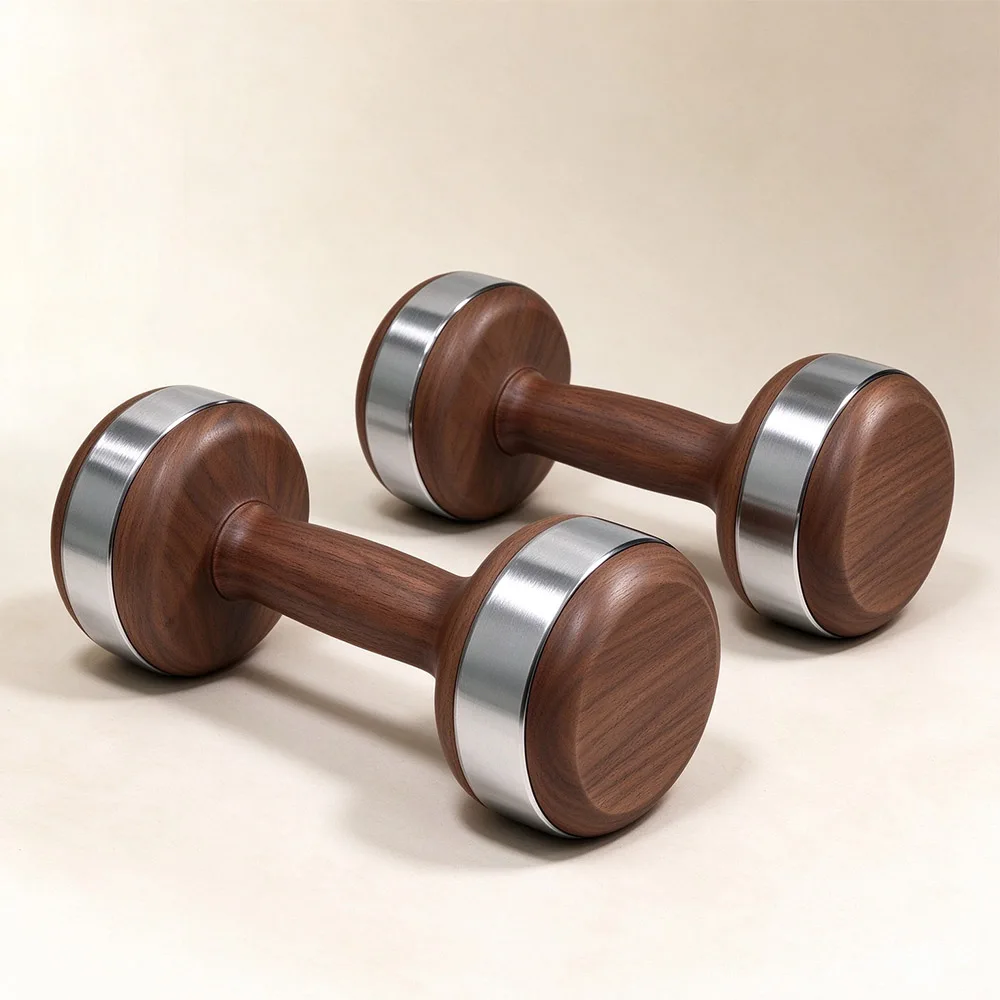 Luxury Wooden Steel Dumbbells, Men's Women's Fitness, Household Strength Training, Solid Wood, 20kg Pair
