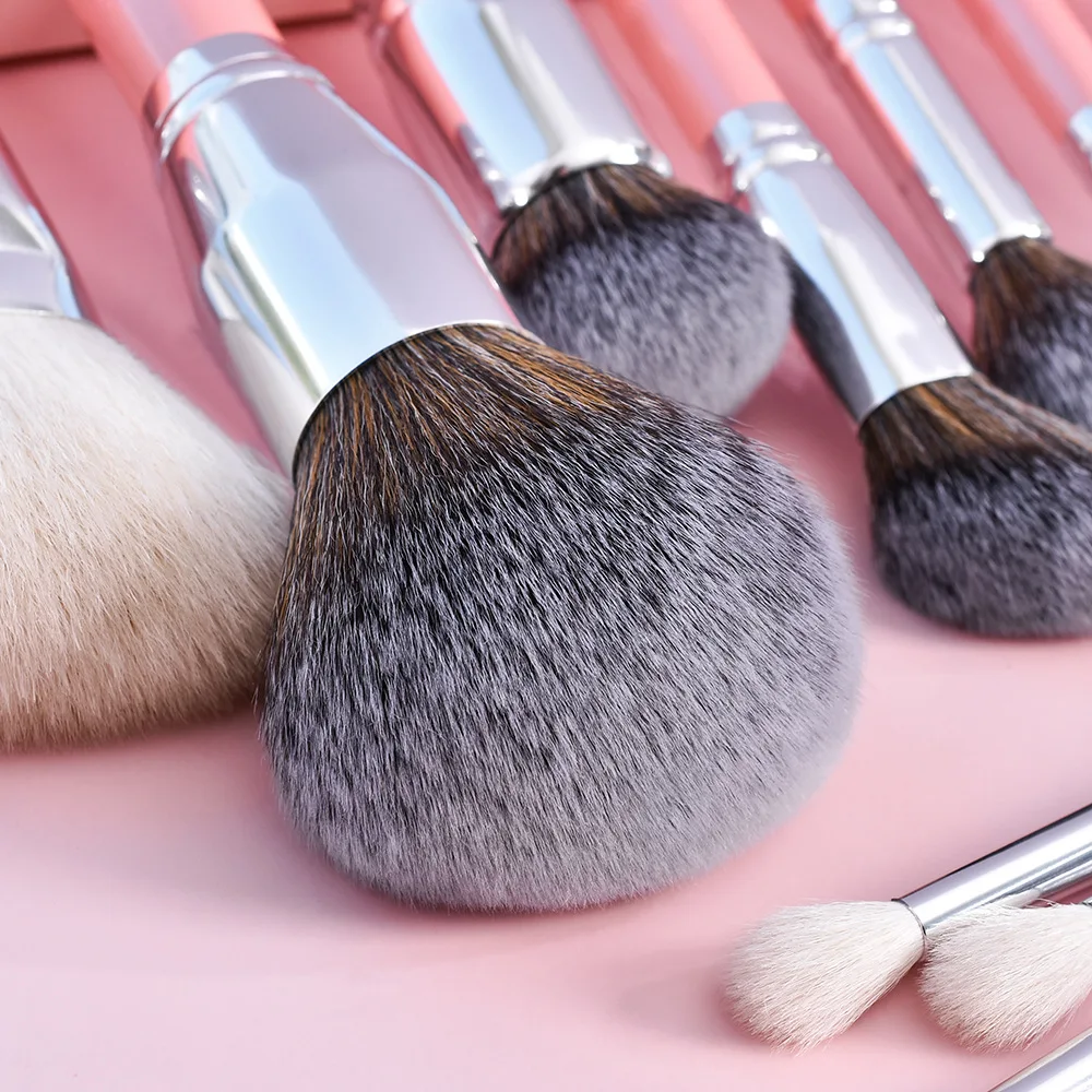 Pink Makeup Brushes Private Label Powder Eyeshadow Brush Set Make up Beauty Tools Goat Natural Hair Artist Professional 5sets
