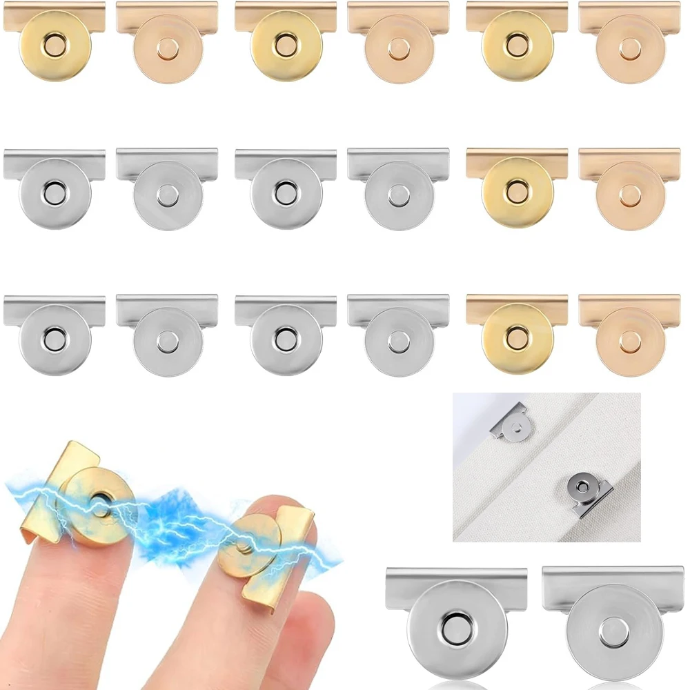 

10 Pairs Magnetic Snaps for Purses and Totes Metal Magnetic Snap Buttons No-Sewing Clip Closures for DIY Purse Clothing Craft