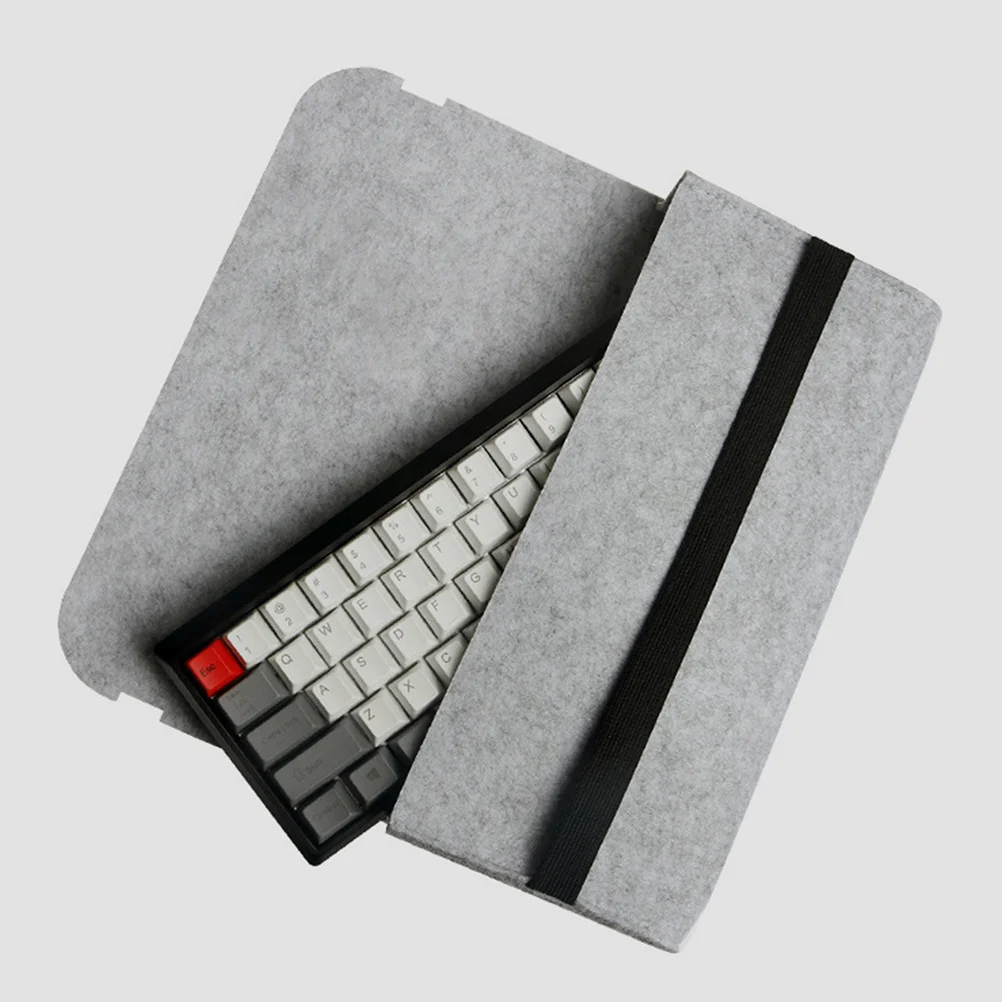 

Mechanical Keyboard Storage 87 Keys Dust Proof Wear Resistant Travel Container Laptop Tote Grey Pouch Thickened Elastic Webbing