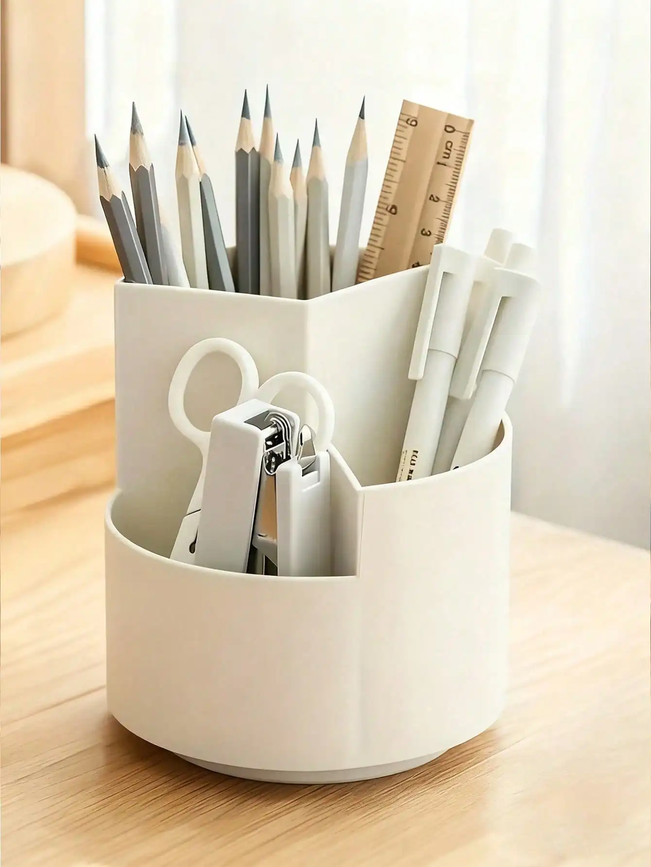 360° Rotating Pen Holder, 3-Compartment Design, Large Capacity Rotating Pen Cup Desktop Storage Box, Suitable For Office, School, Art Supplies, Back To School Season, Home Storage School Supplies SS260613143761323397808
