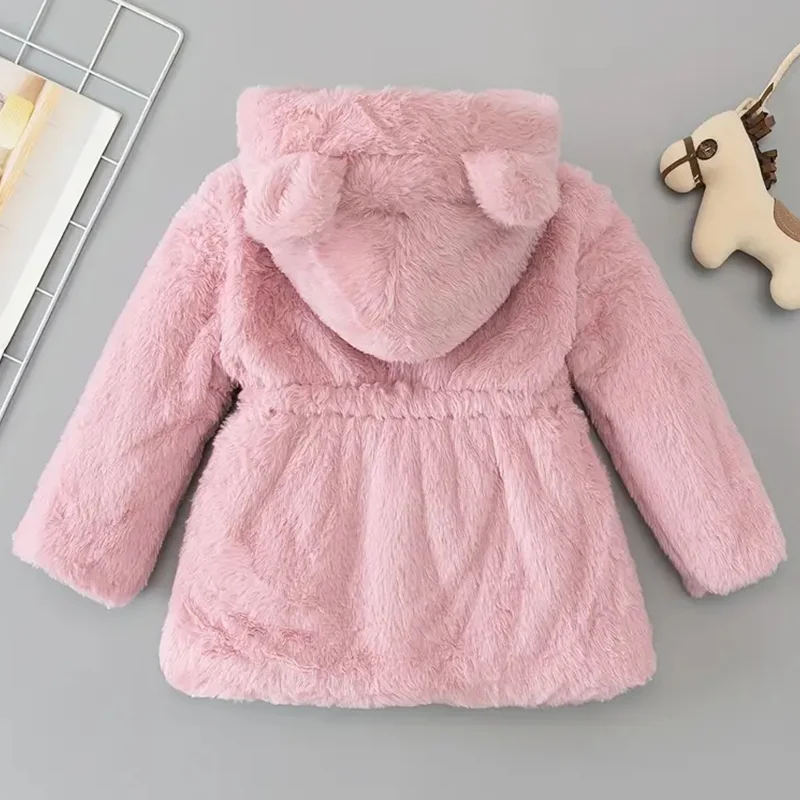 الخريف الشتاء طفل الفتيات أفخم سترات من الفرو الاطفال الدافئة مقنعين القطن معطف أزياء ملابس خارجية للأطفال ملابس سنوسويت غير رسمية