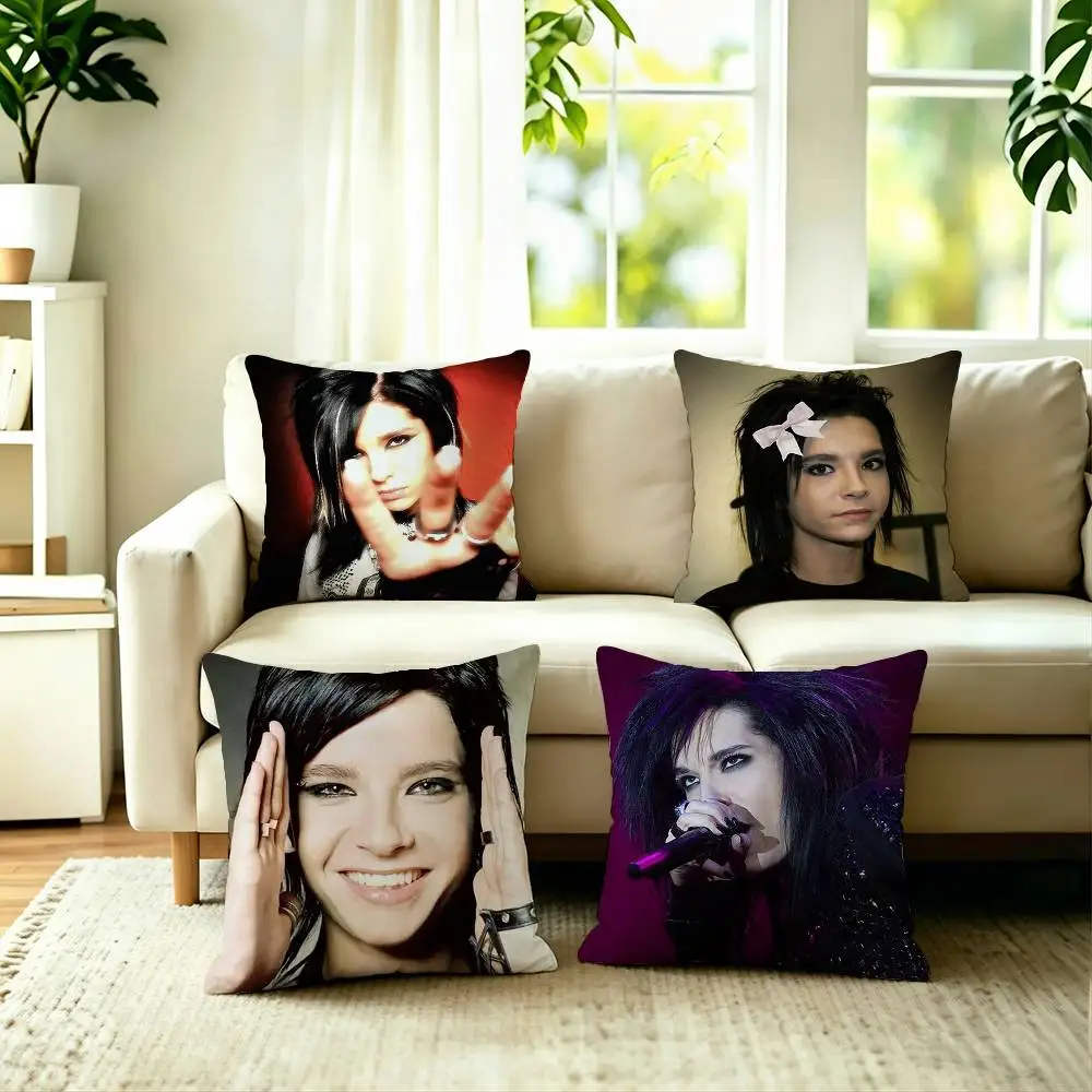 Tokio Hotel Bill Kaulitz Square Double-Sided printed Pillow Case Bedroom Bedside Pillow Sofa Cushion Cover