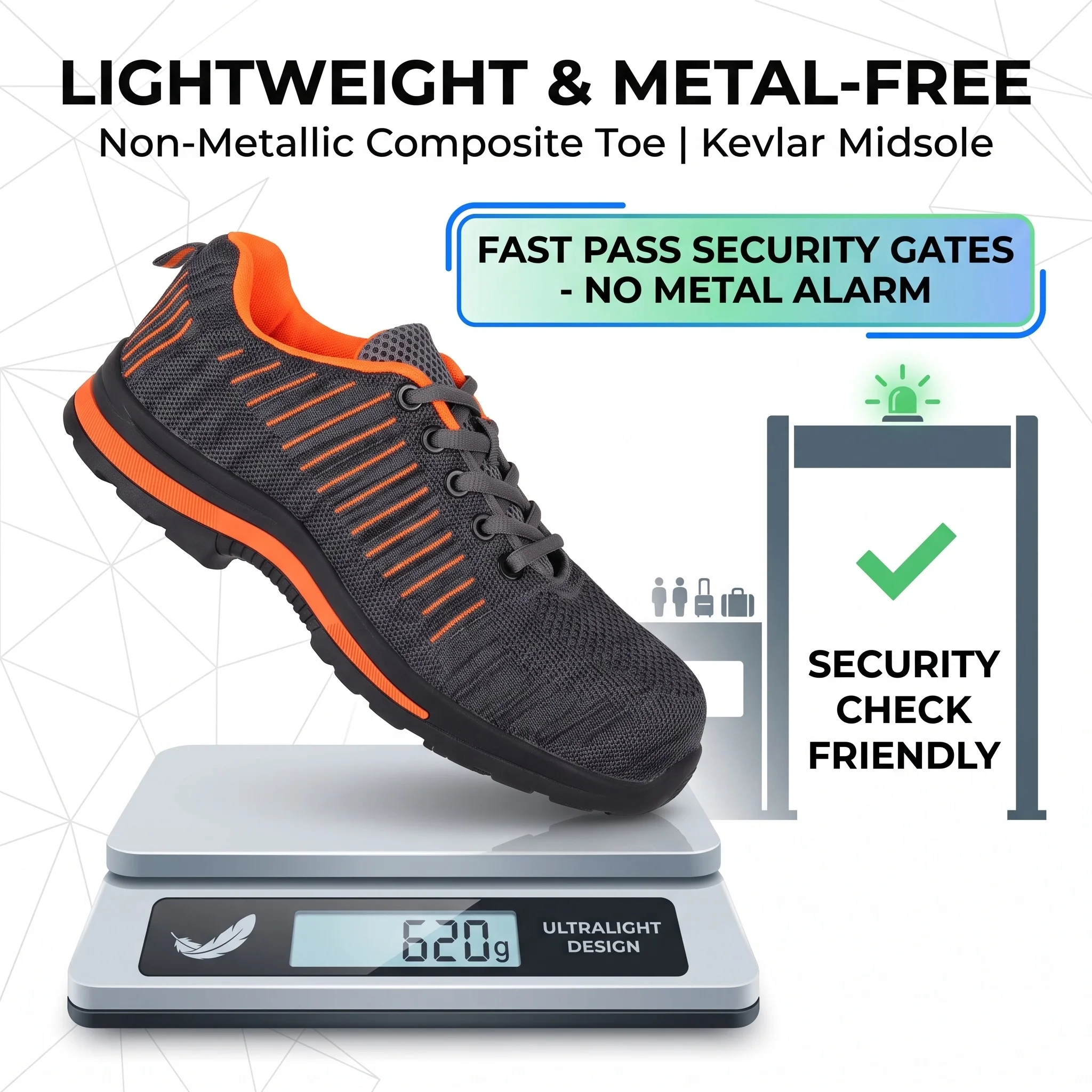 SAFEMAN Mens Safety Shoes Composite Toe Work Boots Lightweight Breathable Mesh Puncture Resistant Non Slip Work Sneakers