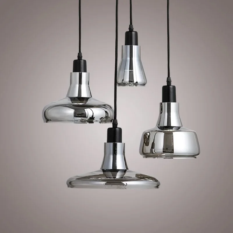 Creative LED Electroplated Chandelier Shadow Glass Nordic Lamps Industrial Style Bar Restaurant Bedroom Interior Decor Lighting
