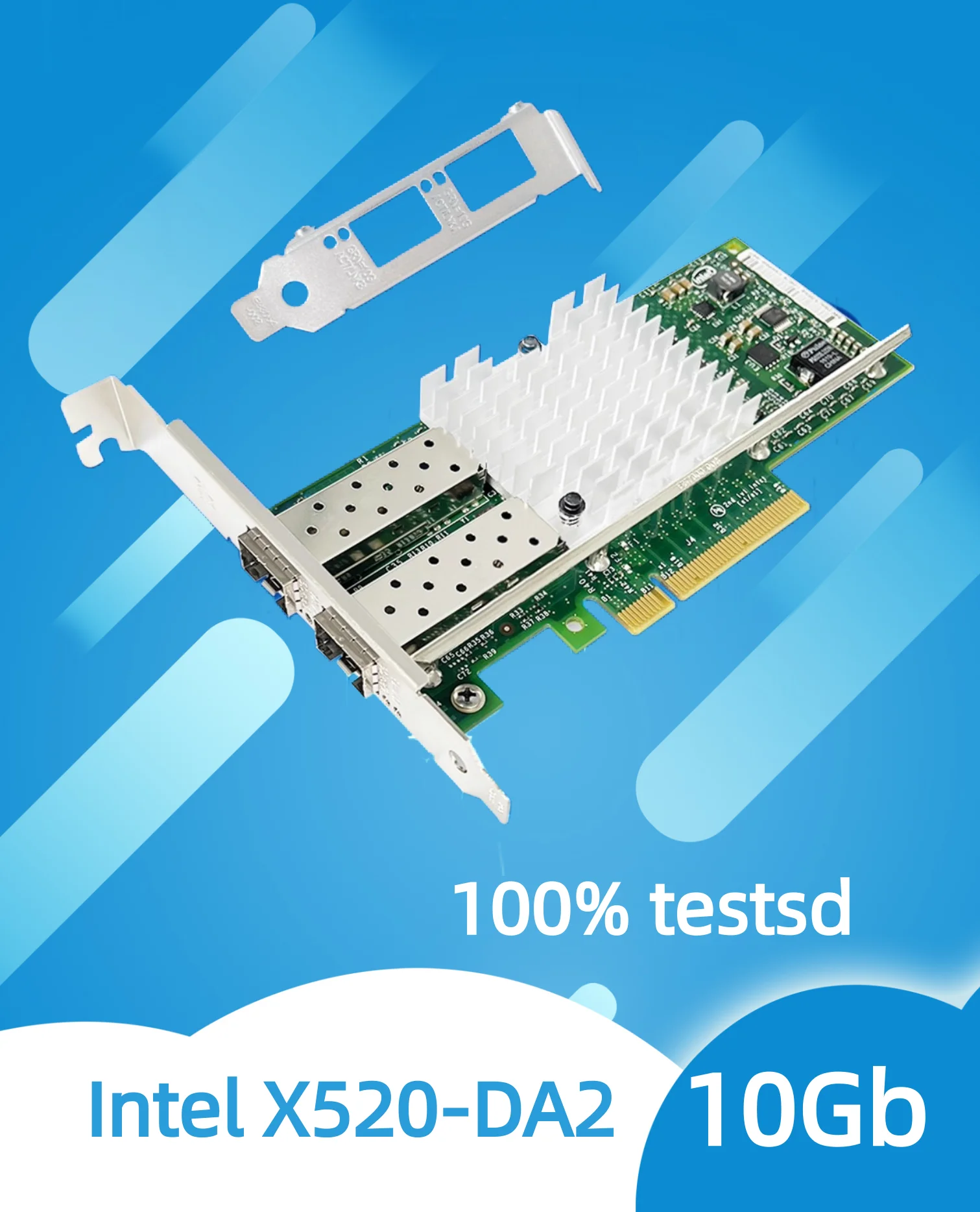 بطاقة شبكة Intel X520-DA2 10 جيجا بايت SFP+ PCI-E NIC، مع شريحة Intel 82599ES، منفذ SFP+ المزدوج، PCI Express X8، Ethernet