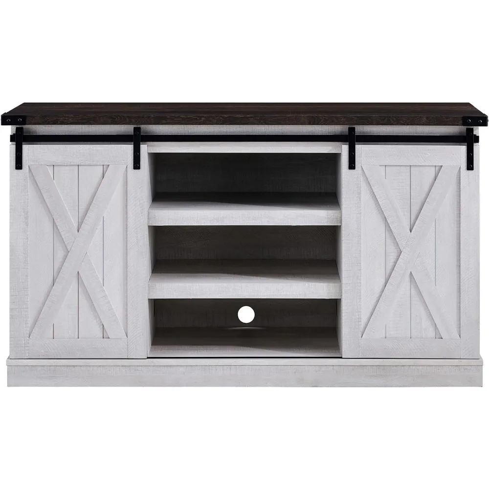 

Farmhouse TV Stand for 65 Inch TV, Wood TV Stand with Sliding Barn Door, Entertainment Center with Storage, Media Console