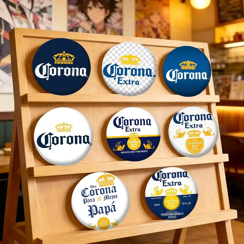 C-Corona E-Extra Beer 25 32 44 58 75mm Badges Personalized Round Brooches Pins Accessory Gift