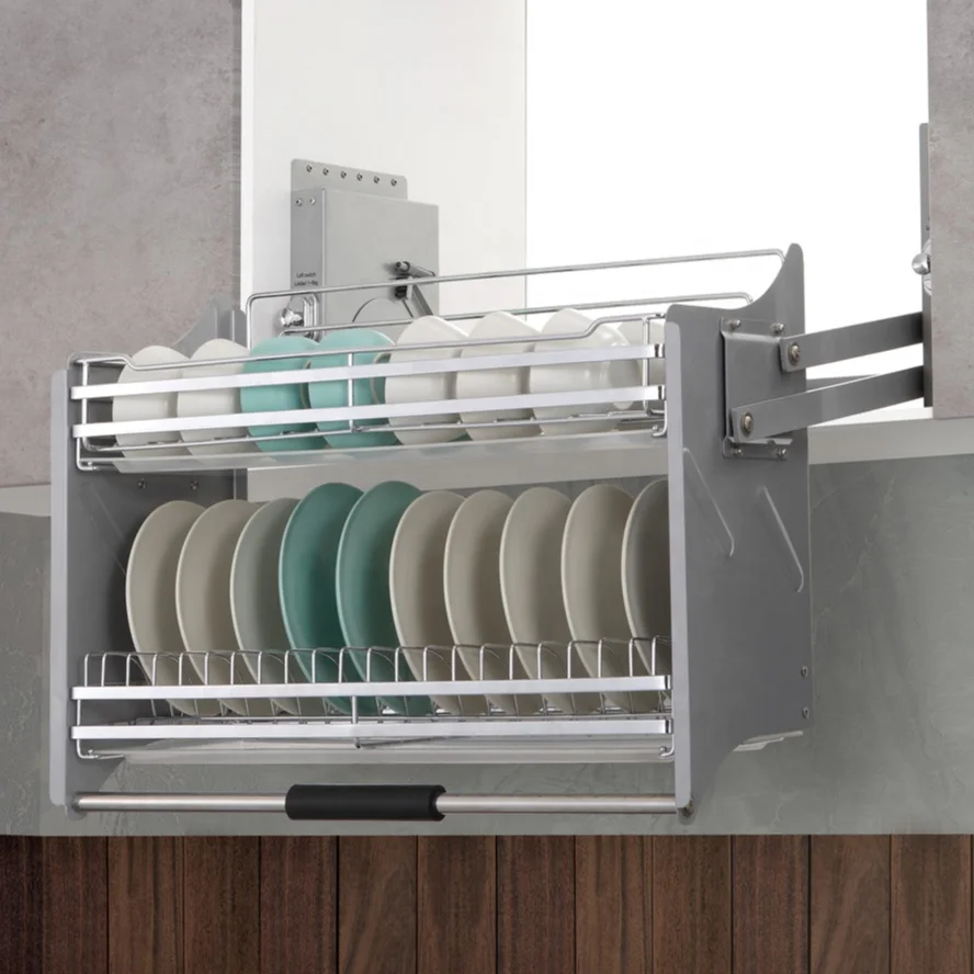 Wall Cupboard Lifting Drawer Basket of Dishes Kitchen Cabinet Drop-down Closet