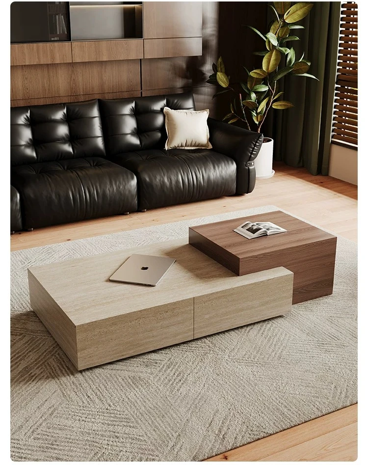 GG Travertine sintered stone coffee table, living room vintage style rectangular coffee table