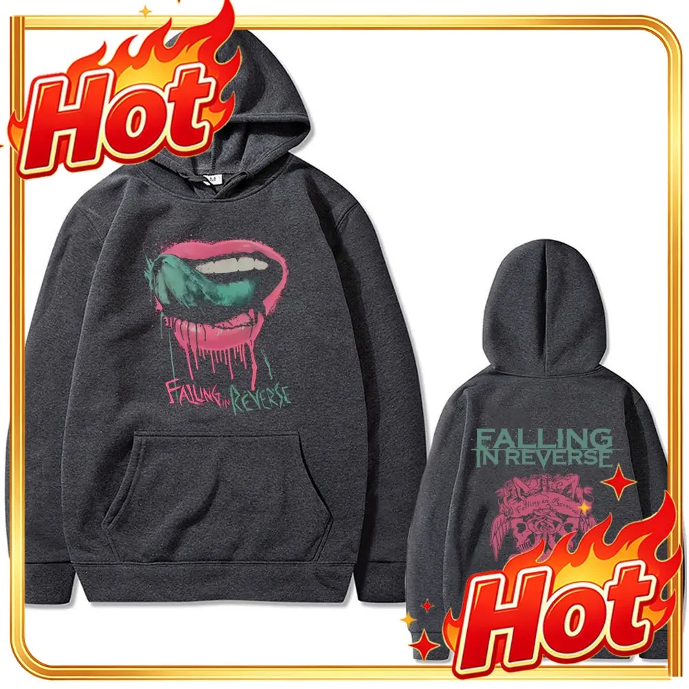 Rock Band Falling in Reverse Double Sided Print Hoodie Men Women Vintage Gothic Punk Hooded Sweatshirt Male Oversized Streetwear