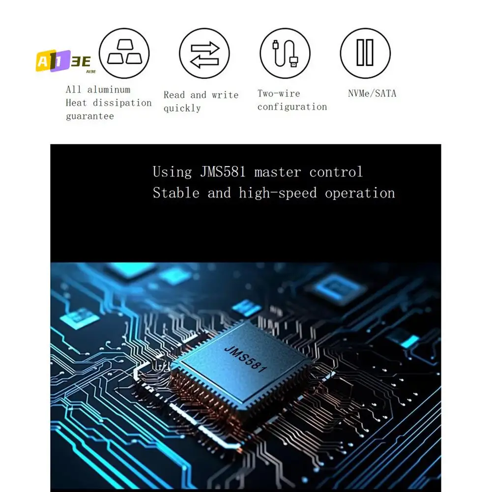 

A13E-M.2 NVME SATA NGFF SSD Enclosure Single Chip Dual Protocol Dual Disk USB3.2 10Gb Mobile Storage Hard Drive Box