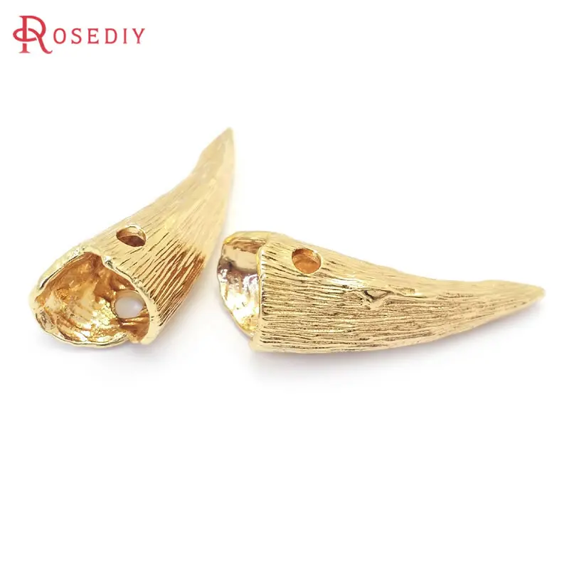 18K Gold Color Brass Horn Charms Pendants High Quality Necklace Earrings Diy Jewelry Accessories Rosediy Official Store