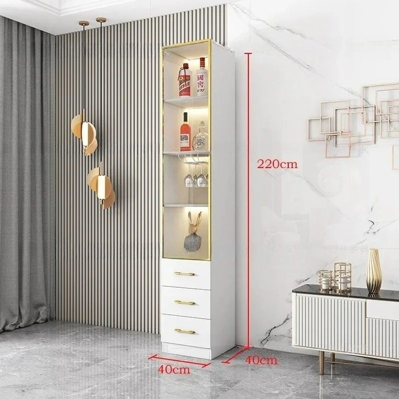 บาร์กลางแจ้งตู้โชว์วิสกี้เฟอร์นิเจอร์เปิดตู้ตู้เย็นไวน์ Cellar ผู้ถือขวดตู้มุม Vitrina Vidrio Rack