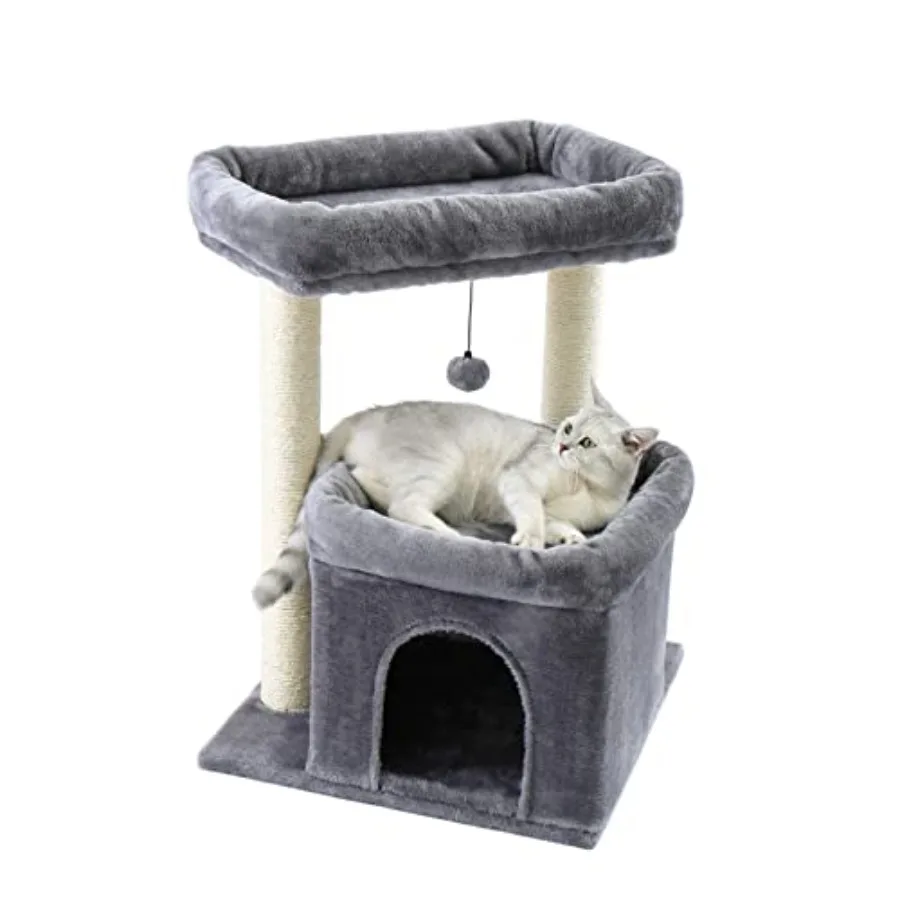 

Cat Tree Cat Tower with Sisal-Covered Scratching Posts and Extra-Large Cat Perch Suitable for Small to Medium Cats