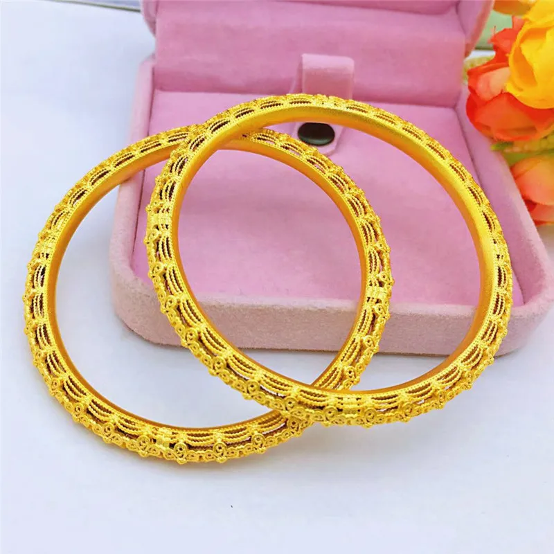 Luxury 24k Bracelet for Women Pure Gold Color Bracelet Phoenix Bridal Matte Wedding Anniversary Fine Jewery Gifts