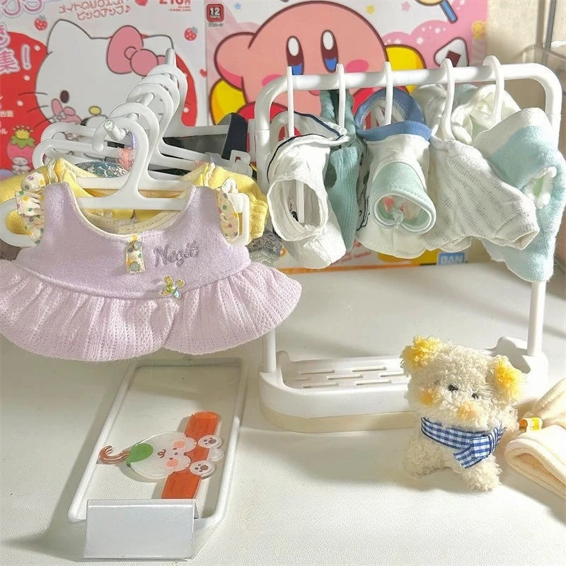 

Mini Labubu Clothes Rack Organizer Doll Clothes Rack Plastic Clothesse Shoes Shelf Dollhouse Furniture Toy Labubu Accessories