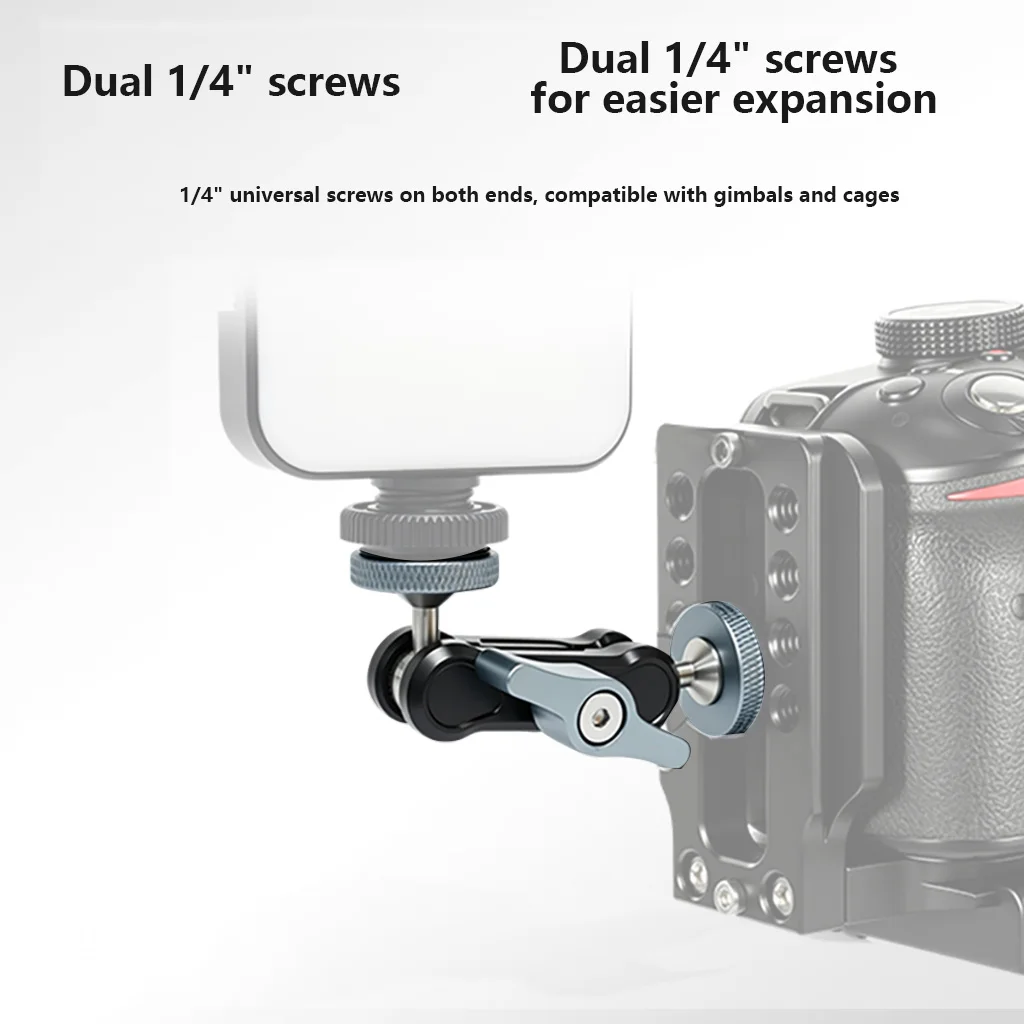 Magic Arm 92-103MM Dual 1/4" Schraube 360° ° Kugelkopf Verstellbarer Gelenkarm für Kamerakäfig Gimbal Stativ Monitor Mikrofon – Detail 27