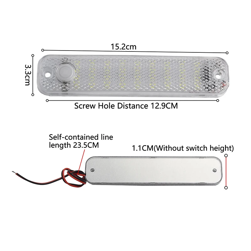 12V 24VCar Cab Reading Lamp Aluminum Alloy BasPlate LED RV Van Universal Trunk Light High Brightness Car Interior Lights