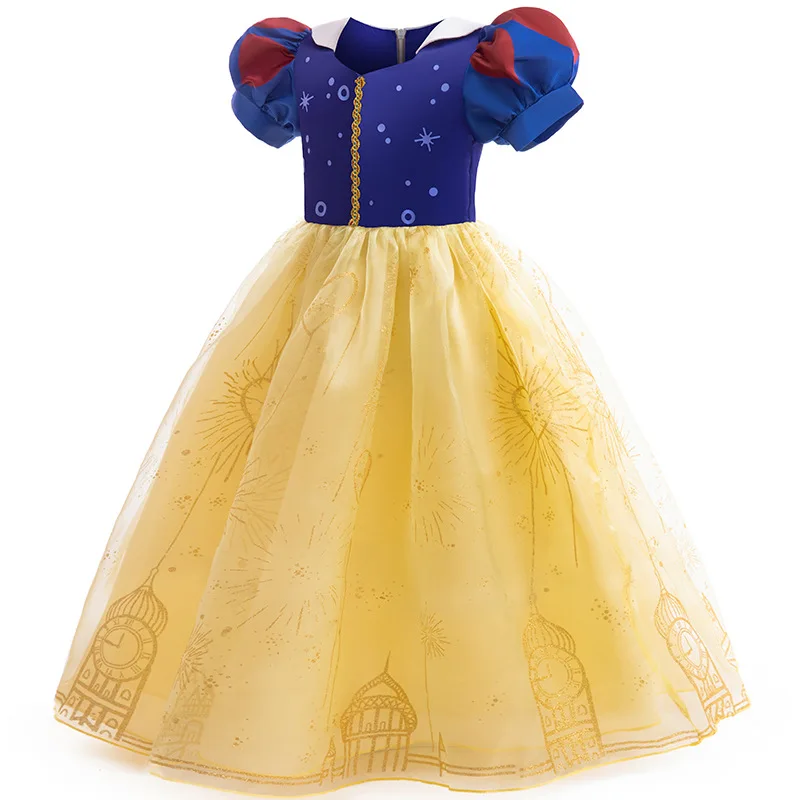 Snow White Cosplay Dress For Little Girls Carnival Party Puff Sleeves Princess Dress Children Dress And Crown Gloves Accessories