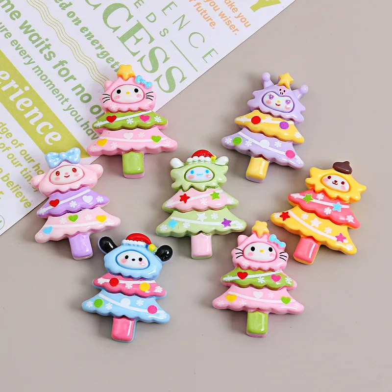 

5 шт., разноцветное дерево, серия Sanrio, смола, плоская задняя часть, ювелирные материалы «сделай сам», чехол для телефона ручной работы, мусорные аксессуары для заколок для волос