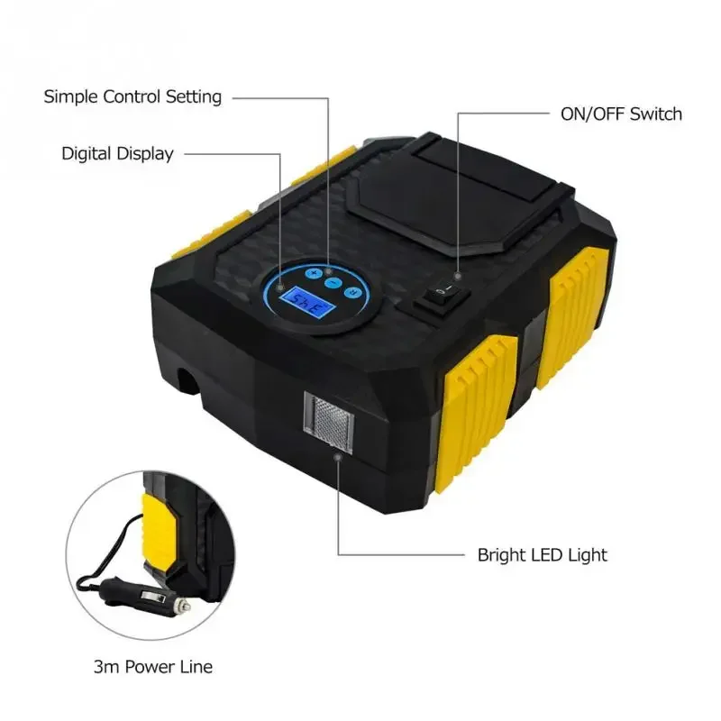 Digital Tire Inflator DC 12 Volt Car Portable Air Compressor Pump 100 PSI Car Air Compressor for Car Bicycles Motorcycles