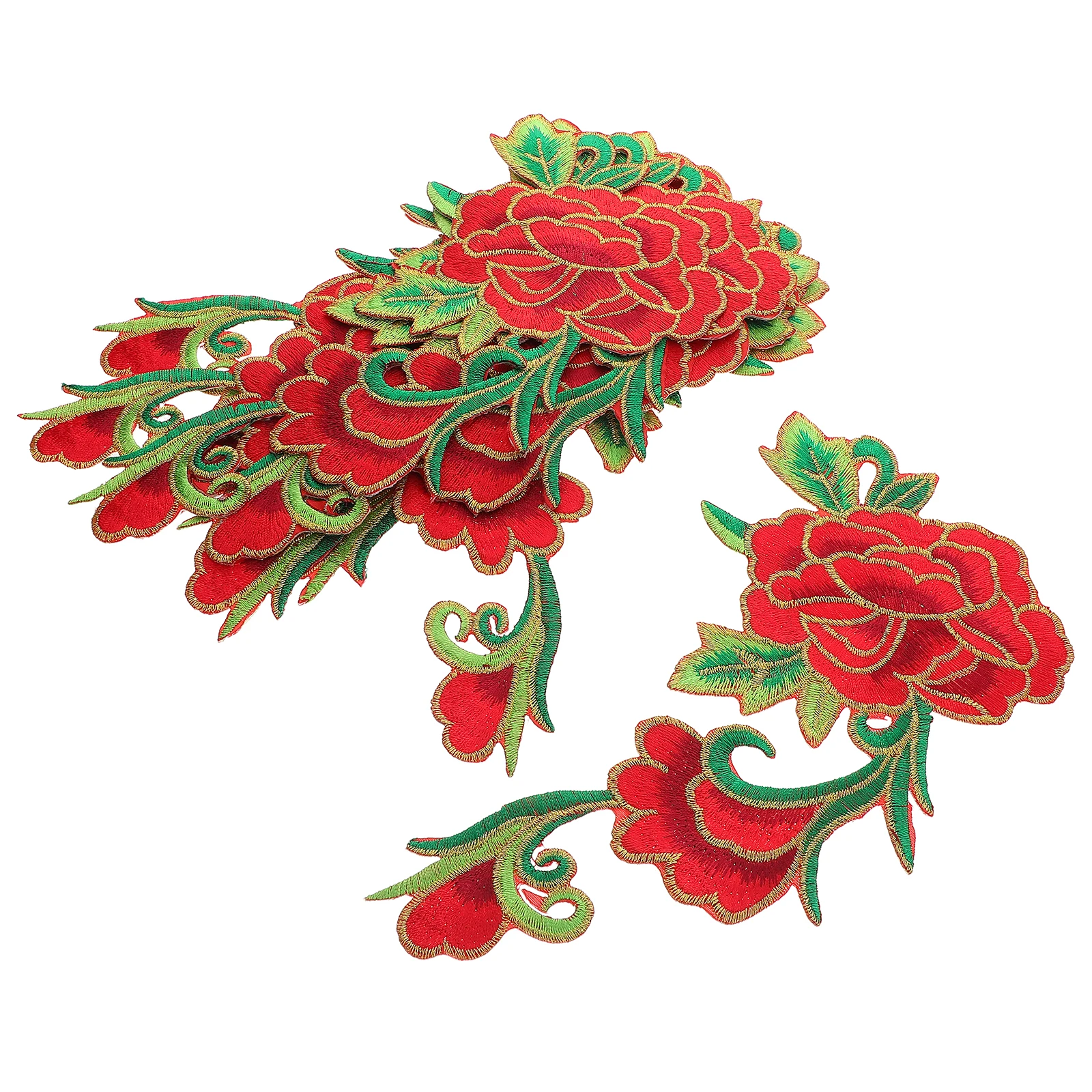 

Embroidered Cloth Patches 5 Pair Jean Flowers Iron On Floral Polyester Sewing Embroidery Patches DIY Repair Materials Rose