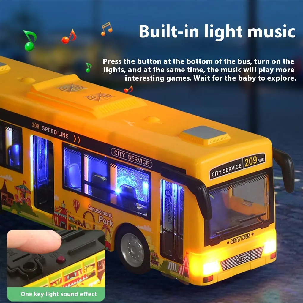 Simulated Bus Toy Openable Doors Interactive Toys Car Collection Educational Boy Girl Birthday Gifts Toy Built-in Lighting Music