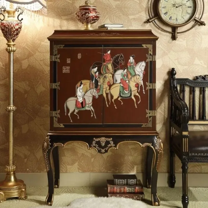 

Антикварный китайский высокий шкаф-комод с двумя дверцами, элитный, для хранения вещей в семье