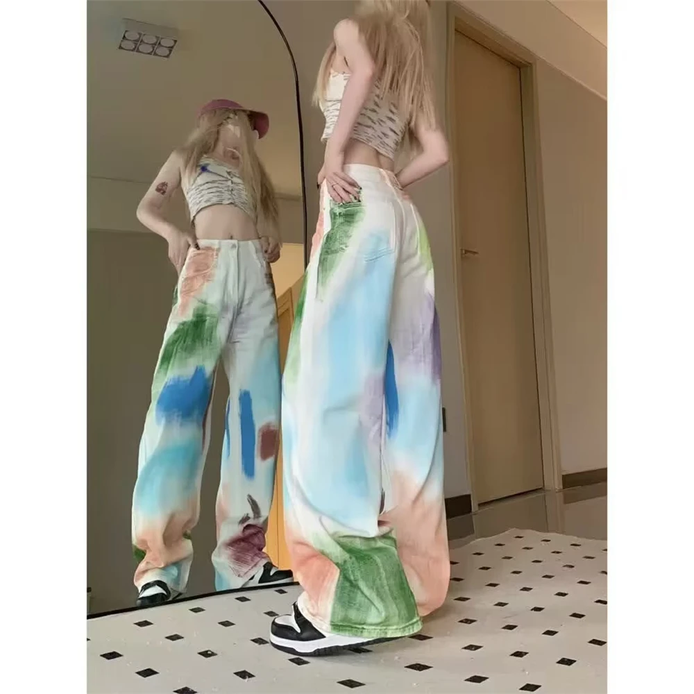 2024 New Jeans Women'S Loose Straight Tube Summer High Waist Wide Leg Floor Dragging Pants For Spring And Autumn Seasons