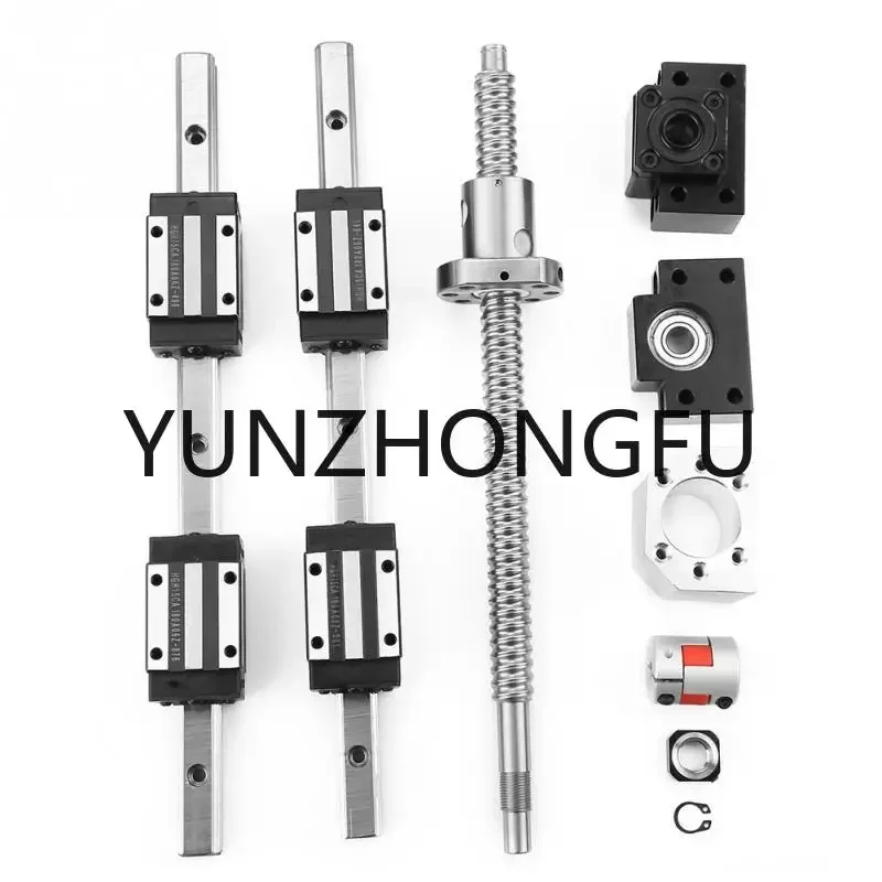 Linear Rail Set 2Pcs HGR15-300mm Linear Guide Rail & 1pc RM1605-300mm Ballscrew & BF12/BK12 Linear Guide CNC Parts Kit