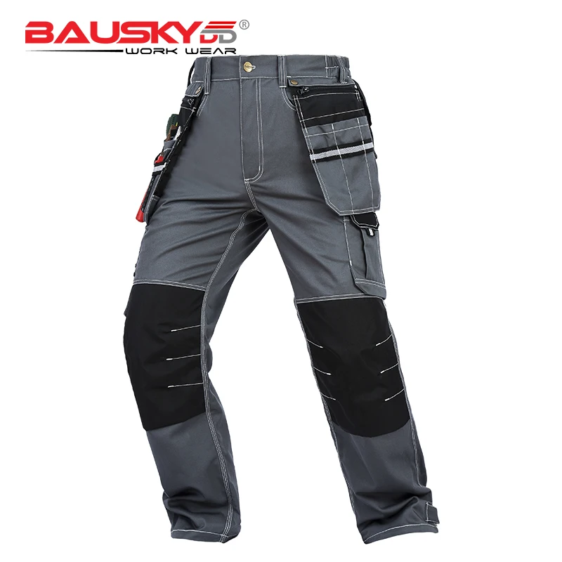 Bauskydd Mens carperner 100% cotton durable multi pockets work trousers with eva  knee pads work pants workwear