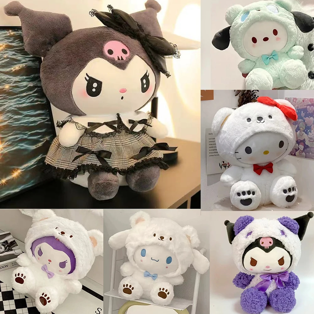 =2026 New Kawaii 25cm Sanrio Plush Toy Jade Dog Kuromi Dressing Doll Doll Plush Toy Stuffed Animal Patung Dolls Birthday Gift