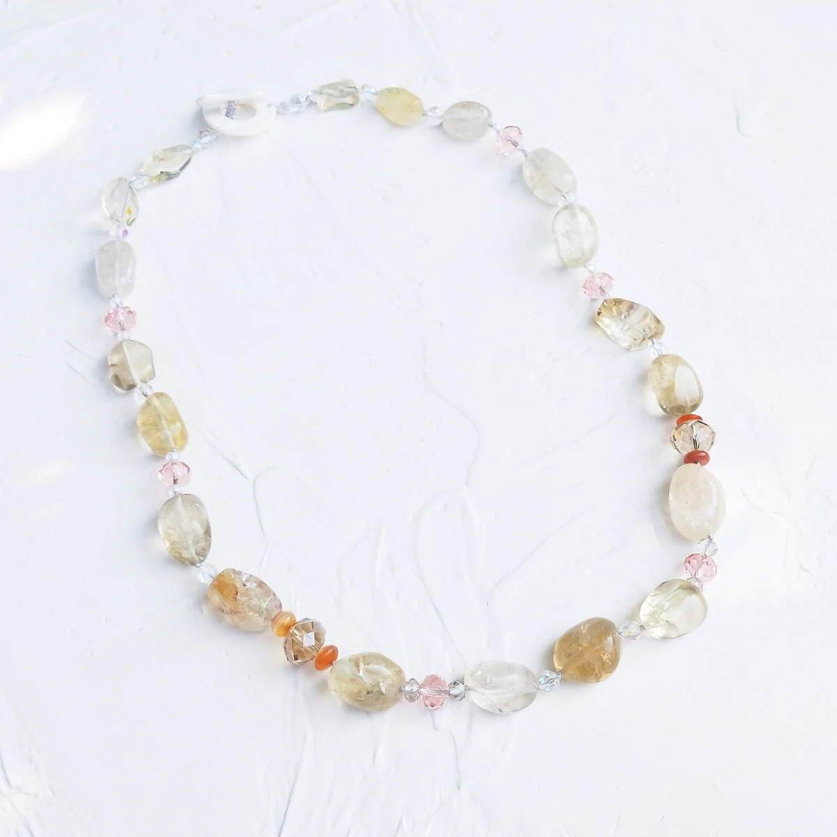 Lii Ji Real Stone Citrine Agate Crystal Necklace 61cm Stock Sale Women Jewelry Gift