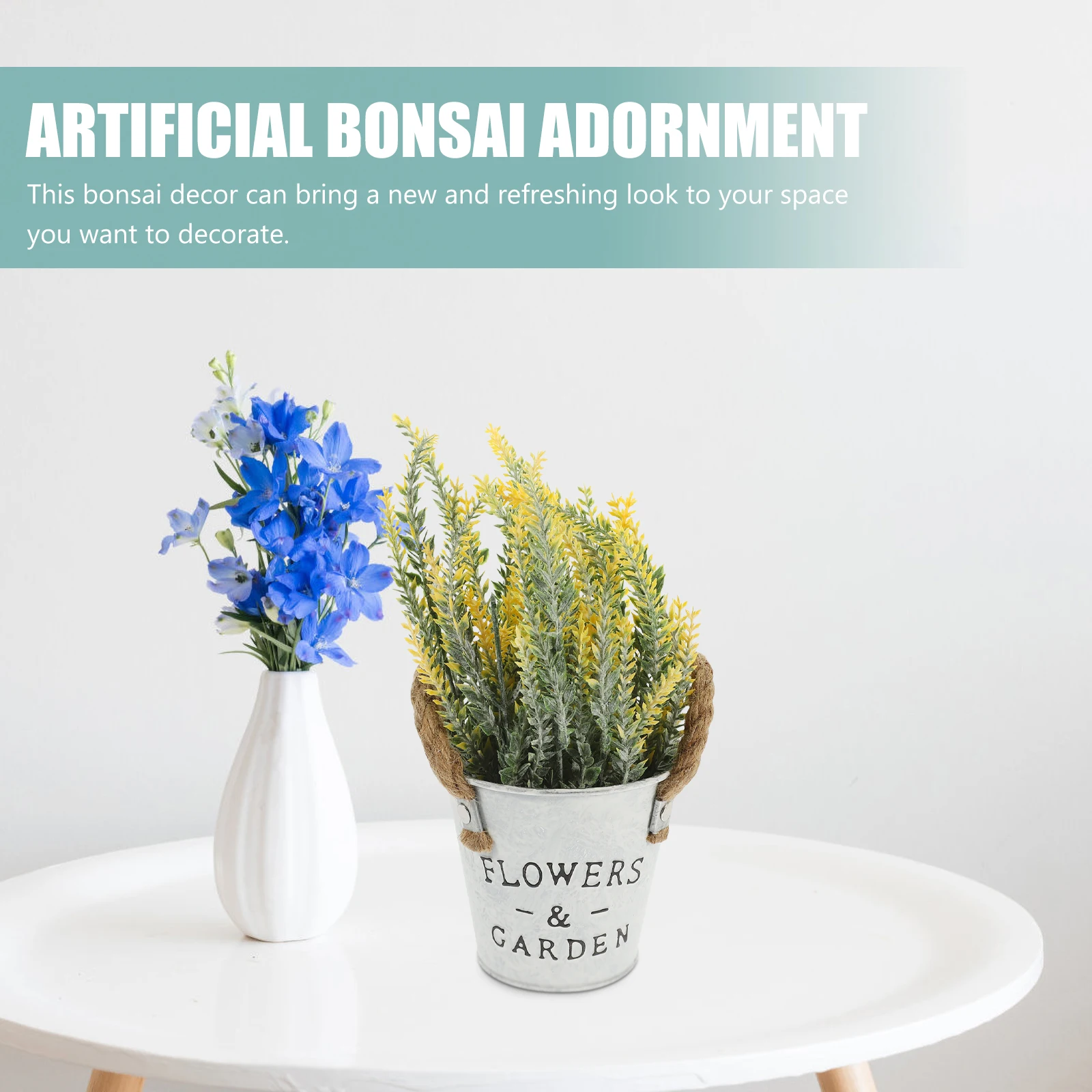 

Artificial Potted Bonsai Plant Decor Fake Small Plants For Home Office Desk Indoor Outdoor Faux Greenery Summer Spring