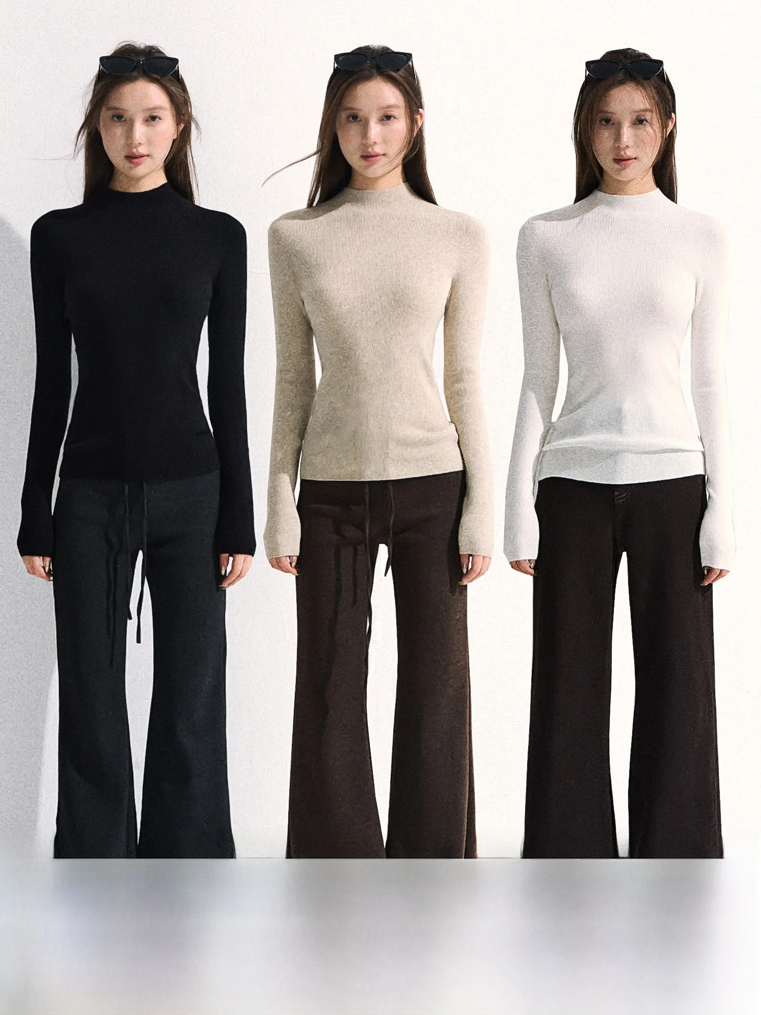 

Женская трикотажная базовая футболка 0PASSION с высоким воротником, длинным рукавом, облегающая, для повседневной носки, в корейском стиле